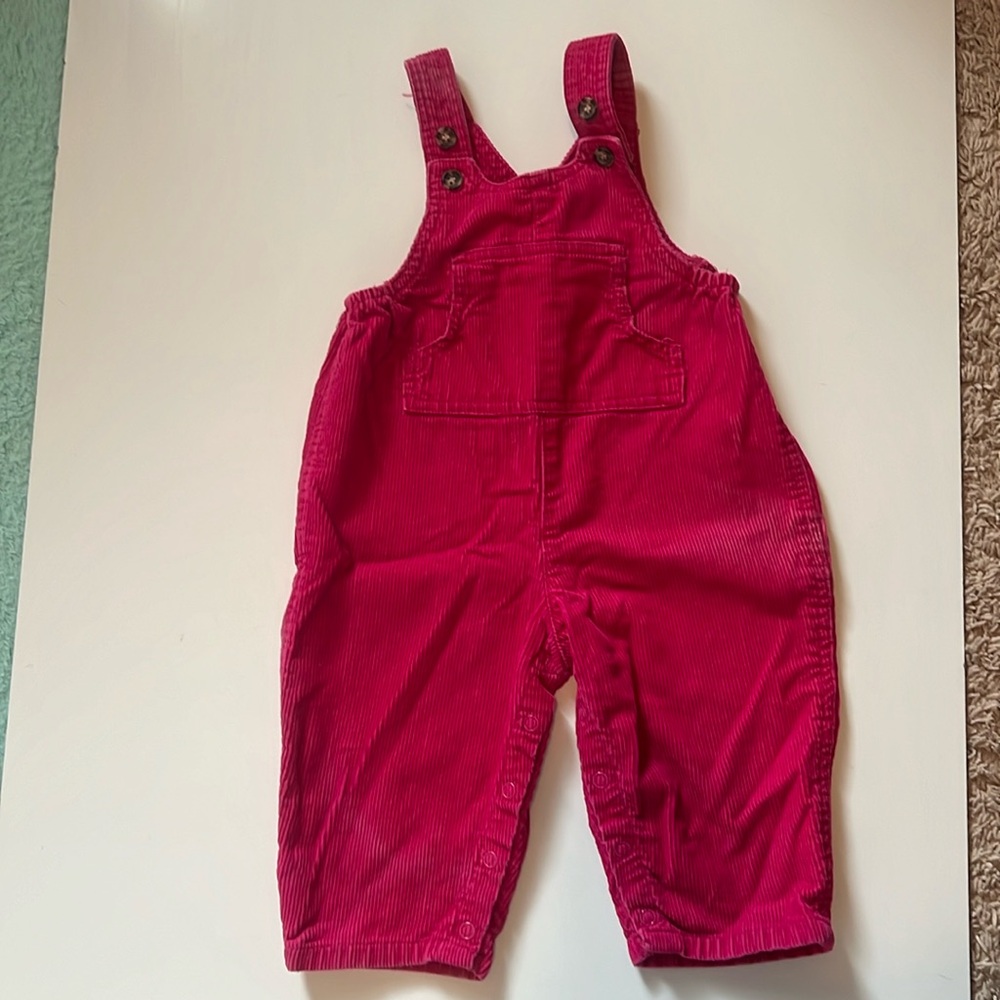 Little Lambs corduroy overalls, pink. 18M
